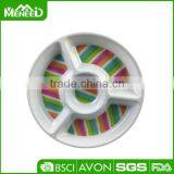 Restaurant Melamine Chip Dip, 5 Compartment Round Hotel Used Dinner Plates thumbnail-1