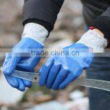 NMSAFETY Nylon HPPE and Glassfibre Liner Full Coated Blue Nitrile Anti Cut Working Gloves thumbnail-1