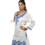 Ladies Kurta Neck and Sleeves Designs Embroider Pathani Kurta HSK2513 thumbnail-2