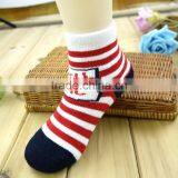 Handmade Christmas Red With White Stripes Baby Socks Wholesale thumbnail-1