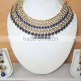 Polki Crystal Sapphire Blue Necklace Jhumka EARRING Bridal Set thumbnail-1