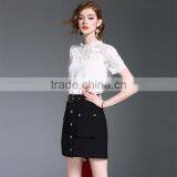 Maxnegio Short Sleeve New Fashion Lace Blouse Designs Korean Lace Top thumbnail-5