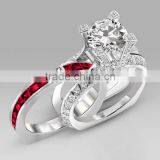 Trendy Fashion Wholesale Fine Jewelry Romantic cz Diamond Engagement Wedding Ring Set thumbnail-3