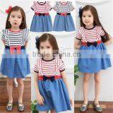 Baby Dress Kids Jeans Skirt With Stirp T-shirt