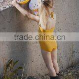 Baby Girl Swimsuit Deep Yellow Retro Style One Piece Swimwear Wholesale thumbnail-3