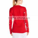 Women Red Sweater Cute Snowman Pattern Christmas Sweater thumbnail-2