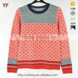 Red Gray Color White Spot Blended Wool Round Neck Knitted Sweater thumbnail-1