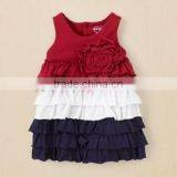 2016 New Summer Girls Party Dress July 4th Toddler Girl Smocked Dress Sleeveless Ruffles Dresses
