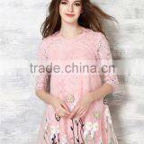 Fashion Women Organza Floral Embroidered Lace Prom Dress Ladies Sexy Printed Mini Dress thumbnail-2