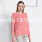 2015 New Fashionable Cable Knitted Cashmere Sweater for Women