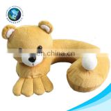 Cheap LOW MOQ custom animal travel neck pillow fashion funny stuffed soft plush bear u shaped pillow
