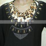Exquiaite Leopard Print Dubai Black Abaya Fancy Dress Moroccan Style Abaya thumbnail-3