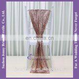 C385#24 Pageant and Bridal Sash Rose Gold Sequin Chair Cover Chair Sashes thumbnail-2