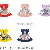 Light Purple Flutter Sleeve Girl Dress Stripe and Flower Pattern Short Sleeve Beautiful Dresses For Baby Girl thumbnail-7