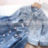 2020 Autumn Girls Printed Lapel Jeans Coat Children's Clothing Wholesale thumbnail-1