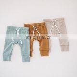 Comfy Organic Cotton Solid Baby Pajamas Pants Toddler Trousers thumbnail-5