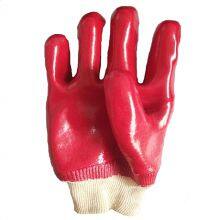 Oil and Chemical Resistant Industrial Heavy Duty Cotton Interlock Knitted Wrist Dipped PVC Coated Gloves thumbnail-4