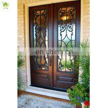 Exterior Rustic Double Wrought Iron Security Metal Screen Entry Doors