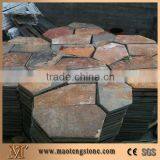 China Rust Slate Flagstone Mesh,Multi-Color Slate Random/Irregular Flagstone for Garden Road Paving,Walkway Pavers