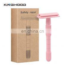 Reusable Metal Handle Hair Removable Cleaning Double Edge Blade Facial Razor for Women Afeitadora thumbnail-5