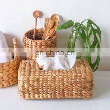 Hot Sale Handwoven Water Hyacinth Rectangular Tissue Box Cover Holder Bathroom Decoration Vietnam Manufacturer thumbnail-4