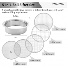 Soil Sifter Stainless Steel Riddle Sieve Set for Gardening With 5 Sizes 8