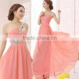 Women's Simple One Shoulder Solid Chiffon Evening Dress thumbnail-1