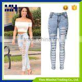 Sexy Female High Waist Snowflakes Jeans Feet Pants thumbnail-1
