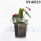 Small Square Silver Plastic Plant Pot thumbnail-5