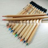 7" standard size hexagonal shape high quality natural wood water color pencil with dipped end