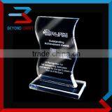 New Design Wave Shape Jade Glass Plaque for IT Confence