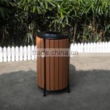 Outdoor wooden trash bin street litter bin