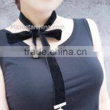 2016 Fashion Woman Handmade Long Black Velvet Choker Necklace thumbnail-4