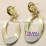 Rhinestone Double ROUND Shape Chanldelier Earrings STUD Earrings thumbnail-1