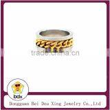 Punk Style Design With 18K Gold Plated Chain Stainless Steel 316 Fashion Ring thumbnail-2