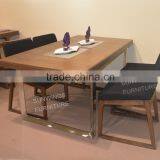 Rectangle Solid Wood Dining Table With Steel Dining Table Leg thumbnail-3