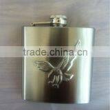 Good Selling Stainless Steel Embossed Hip Flask thumbnail-1