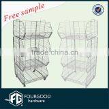 4 tiers metal wire basket vegetable storage stand for supermarket