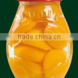 2016 corp canned yellow peaches halves in syrup in glass jar 580ml