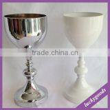 LDJ538 38.5cm Small White and Silver Metal Vase for Indoor Table Decoration thumbnail-1