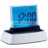 Popular Promotional Push Panel 7-Color Changing LCD Table Clock thumbnail-1