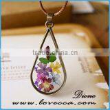 Unisex Fashion Natural Real Dried Flower Round Glass Pendant Necklace New Jewelry thumbnail-5