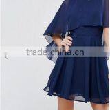 OEM Service Supply Type And Evening / Formal Dresses Type Elegant Evening Dress/ Navy Chiffon Dip Back Cape Mini Dress thumbnail-2