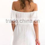 Elegant Women White Dress off Shoulder Short Sleeve Fashion Boutique Dress thumbnail-4