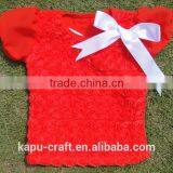 2017 New Arrival Cotton Rosette Tops for Baby Girls, Red t Shirt Wholesale thumbnail-2