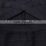 Europe New Sexy V-Neck Midriff Cutout Cap Sleeve Knee Length All Black Feminine Sheath Bandage Dress Plus Size H935 thumbnail-5