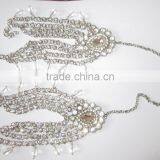 GOLD Tone Crystal PAYAL Anklets Pair With Toe Ring Barefoot Sandal thumbnail-5