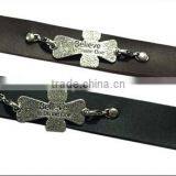 Words Engraved Leather Bracelet,genuine Leather Cross Bracelets,punk Style Wide Bracelets thumbnail-6