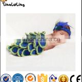 2017 Peacock Set Newborn Baby Infant Toddler Prince Girl Boy Costume Beanie Photography Props Crochet Clothing