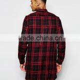 Long Sleeve Super Longline Shirt With Twill Check thumbnail-2